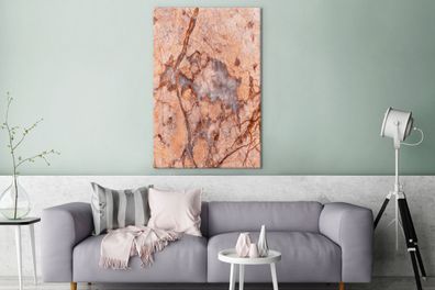 Leinwandbilder - 90x140 cm - Marmor - Orange - Textur (Gr. 90x140 cm)