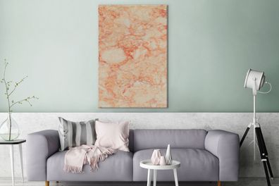 Leinwandbilder - 90x140 cm - Marmor - Orange - Muster (Gr. 90x140 cm)