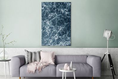 Leinwandbilder - 90x140 cm - Marmor - Linie - Blau (Gr. 90x140 cm)