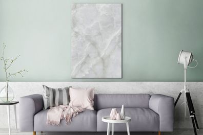 Leinwandbilder - 90x140 cm - Marmor - Weiß - Muster (Gr. 90x140 cm)