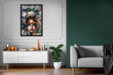 Poster - 80x120 cm - Abstrakt - Rauch - Frau (Gr. 80x120 cm)