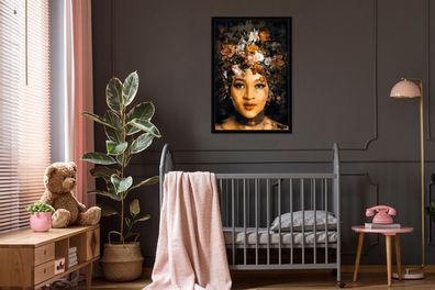 Poster - 60x90 cm - Frau - Lehm - Flora (Gr. 60x90 cm)