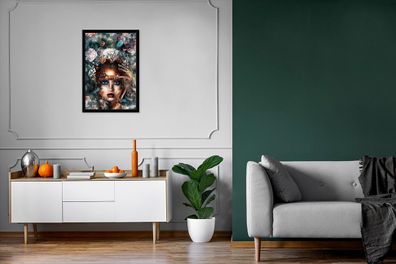 Poster - 40x60 cm - Blumen - Rauchen - Frauen (Gr. 40x60 cm)