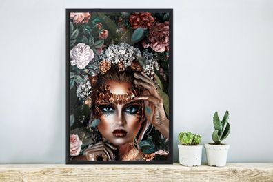 Poster - 40x60 cm - Blumen - Frauen - Make up (Gr. 40x60 cm)