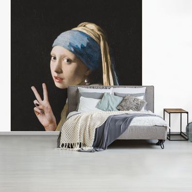 Fototapete - 350x350 cm - Das Mädchen mit dem Perlenohrring - Vermeer - Kunst