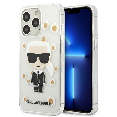 Handyhülle Case iPhone 13 Pro Max Karl Lagerfeld Motiv Karl mit Blumen