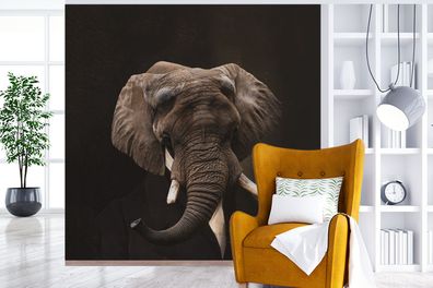 Fototapete - 280x280 cm - Porträt - Elefant - Kunst (Gr. 280x280 cm)