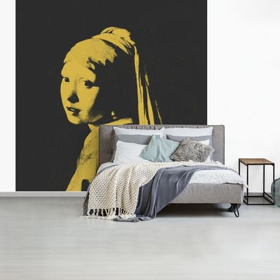 Fototapete - 350x350 cm - Das Mädchen mit dem Perlenohrring - Vermeer - Kunst