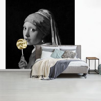 Fototapete - 280x280 cm - Das Mädchen mit dem Perlenohrring - Vermeer - Süßigkeiten