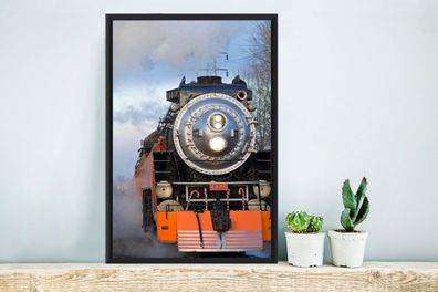 Poster - 40x60 cm - Frontansicht einer Dampflokomotive (Gr. 40x60 cm)