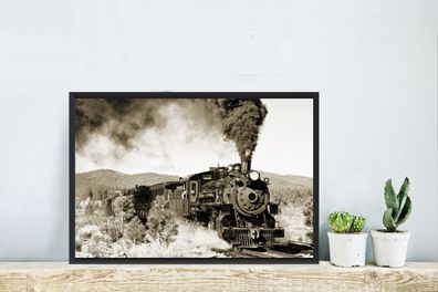 Poster - 60x40 cm - Eine antike Dampflokomotive (Gr. 60x40 cm)