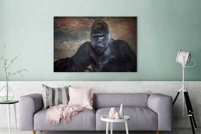 Leinwandbilder - 140x90 cm - Porträtbild eines schwarzen Gorillas (Gr. 140x90 cm)