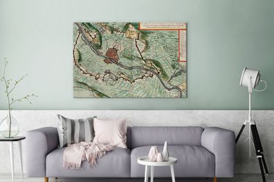 Leinwandbilder - 140x90 cm - Stadtplan - Maastricht - Farben (Gr. 140x90 cm)