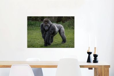 Leinwandbilder - 90x60 cm - Ein Gorilla geht auf seinen Händen und Beinen