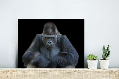 Glasbilder - 40x30 cm - Ein Gorilla schaut eindrucksvoll in die Kamera (Gr. 40x30 cm)