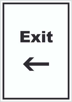 Exit Aufkleber mit Text und Richtungspfeil links Ausgang hochkant