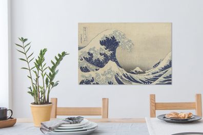 Leinwandbilder - 60x40 cm - Die große Welle bei Kanagawa - Gemälde von Katsushika Hok