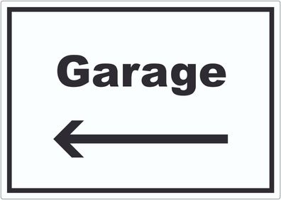 Garage Aufkleber mit Text und Richtungspfeil links Auto Stellplatz waagerecht