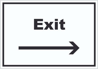 Exit Aufkleber mit Text und Richtungspfeil rechts Ausgang waagerecht