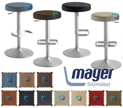 Mayer Barhocker 1200 myDIVO, Chrom matt, 10 Farben Microfaser Santiago in Leder-Optik
