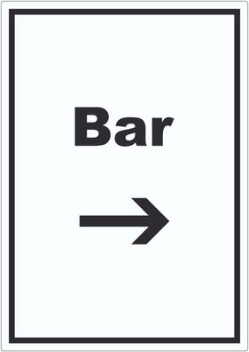 Bar Aufkleber mit Text und Richtungspfeil rechts Pub Kneipe hochkant