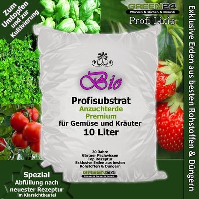 Bio-Anzuchterde Premium für Gemüse und Kräuter Aussaaterde Saaterde 10 Ltr.