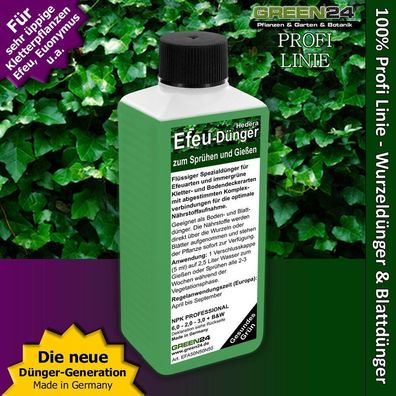 Efeu-Dünger Flüssigdünger für immergrüne Kletterpflanzen, Efeu, Euonymus u.a.!