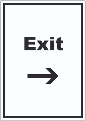 Exit Aufkleber mit Text und Richtungspfeil rechts Ausgang hochkant