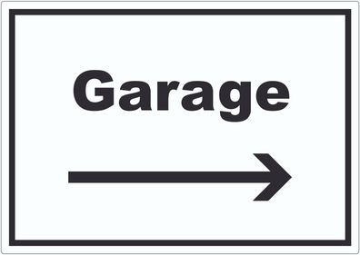 Garage Aufkleber mit Text und Richtungspfeil rechts Auto Stellplatz waagerecht