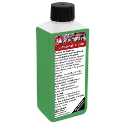 Pelargonium Geraniums Liquid Fertilizer NPK - Root & Foliar Fertilizer 250ml