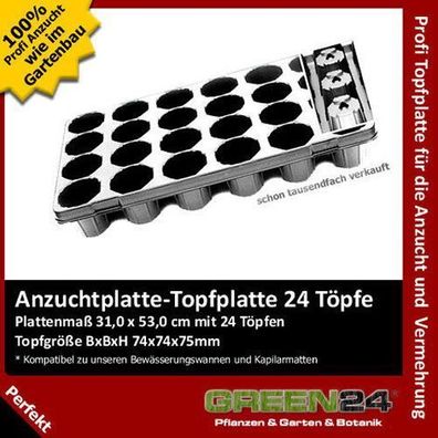 Topfplatte 24 Töpfe Anzucht-Platte Topf-Palette Anzuchtpalette Multitopfplatte !