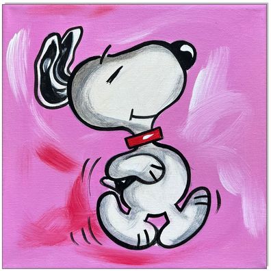 Klausewitz: Original Acryl auf Leinwand: Running Snoopy / 20x20 cm