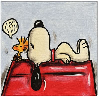 Klausewitz: Original Acryl auf Leinwand: Snoopy & Woodstock III / 20x20 cm