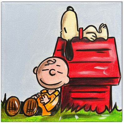 Klausewitz: Original Acryl auf Leinwand: Charlie & Snoopy / 20x20 cm