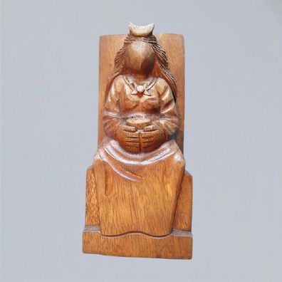 Altarfigur GROSSE GÖTTIN Holz 21 cm Handgeschnitzt Skulptur Göttinnenfigur Statue