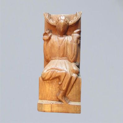 Altarfigur Gehörnter GOTT Holz 20 cm Handgeschnitzt Statue Skulptur Figur