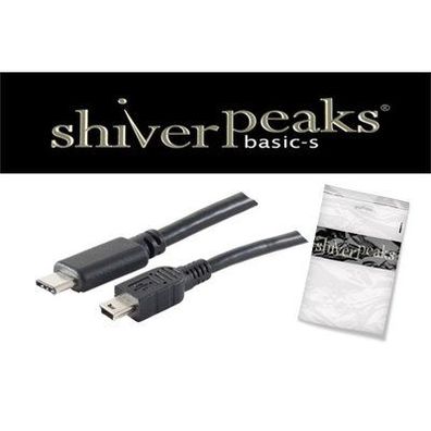Kabel USB 3.1 C (St) => 2.0 Mini 5p B (ST) 1,8m schwarz * shiverpeaks* BASIC-S