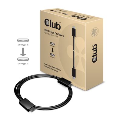 Kabel USB 3.1 Typ C (St) => Typ C (St) 0,8m 10Gbps 4K60Hz Power Delivery * Club 3D*