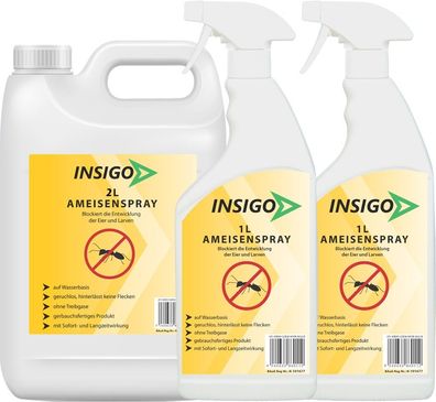 INSIGO 2L + 2x1L Ameisenspray Ameisenmittel Ameisengift gegen Ameisen Bekämpfung
