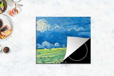 Herdabdeckplatte - 75x52 cm - Weizenfeld unter Gewitterwolken - Vincent van Gogh