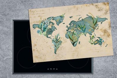 Herdabdeckplatte - 78x52 cm - Weltkarte - Papyrus - Vintage