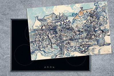 Herdabdeckplatte - 80x52 cm - Alter Weinberg mit Bäuerin - Vincent van Gogh