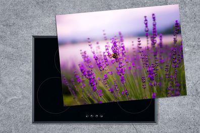 Herdabdeckplatte - 70x52 cm - Lavendel mit Biene