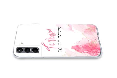 Hülle für Samsung Galaxy S21 - Sprichwörter - Zitate - Reisen ist Leben - Gold - Sili
