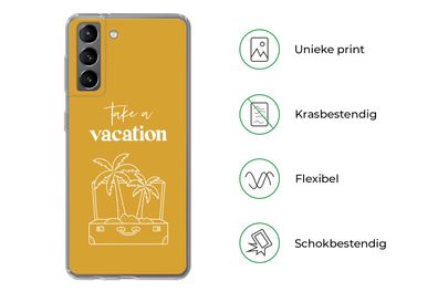 Hülle für Samsung Galaxy S21 - Sprichwörter - Zitate - Urlaub machen - Palme - Siliko