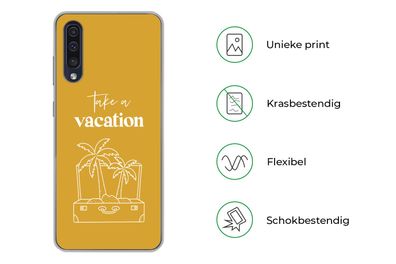 Hülle für Samsung Galaxy A50 - Sprichwörter - Zitate - Urlaub machen - Palme - Siliko
