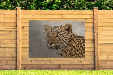 Gartenposter - 180x120 cm - Leopard - Makro - Braun (Gr. 180x120 cm)