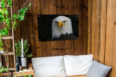Gartenposter - 90x60 cm - Adler - Schwarz - Weiß (Gr. 90x60 cm)