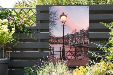 Gartenposter - 80x120 cm - Amsterdam in der Dämmerung (Gr. 80x120 cm)