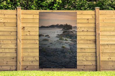Gartenposter - 120x180 cm - Gefrorene Heidelandschaft in den Niederlanden